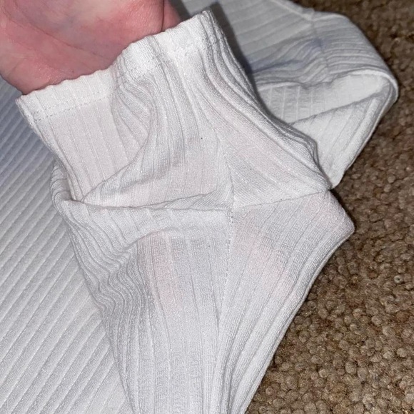 White Ribbed Square Neck Top - Picture 5 of 6